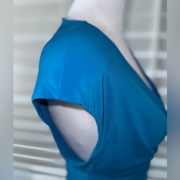 Jones New York Blue Capsleeve Dress Size 4 Work Cocktail Party - Picture 6 of 9